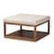 Baxton Studio Alvere Beige Upholstered Walnut Finished Cocktail Ottoman 159-9619 - alternate 3